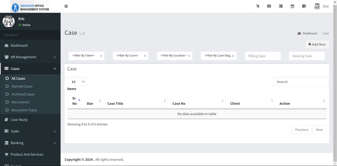 Advocate office management system